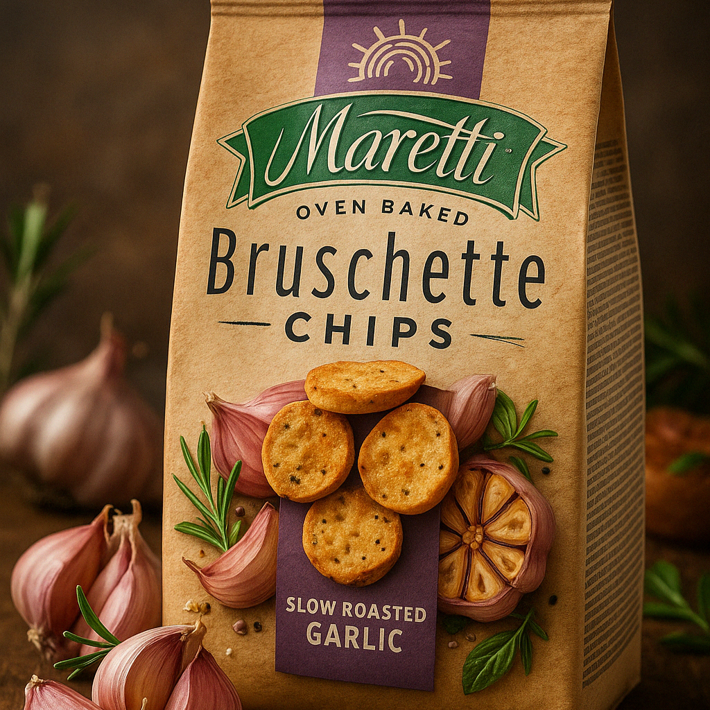🥖 Maretti Bruschette Chips – cu aromă de usturoi