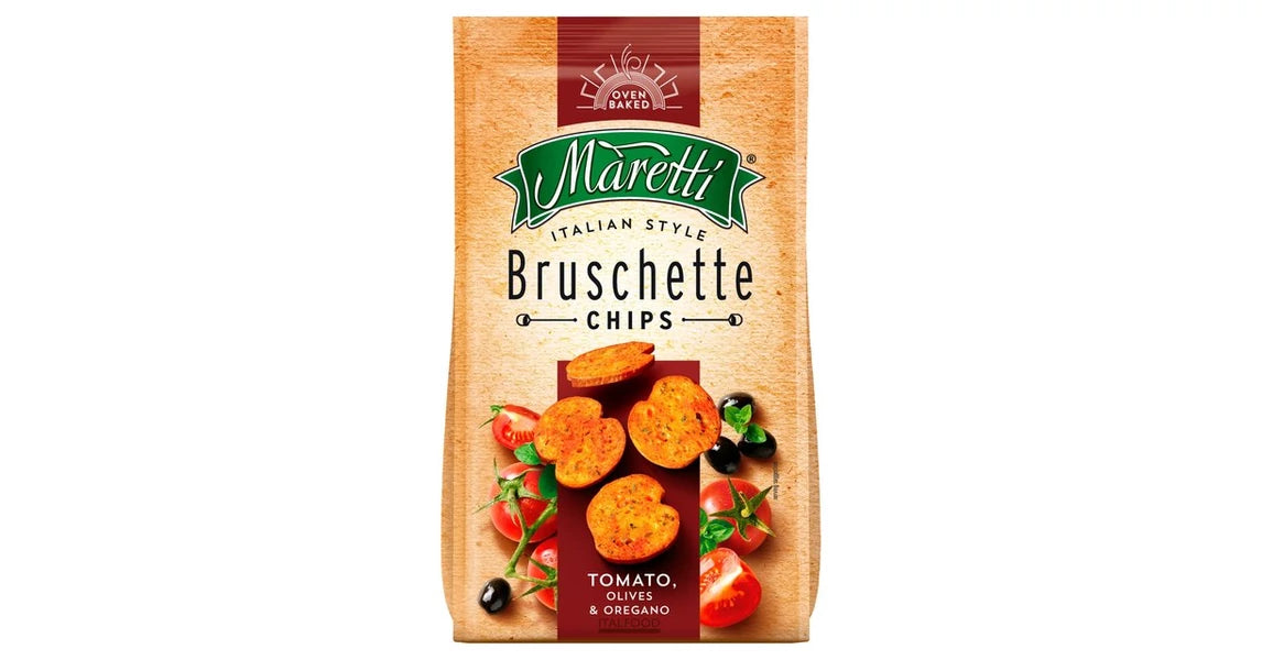 🍅 Maretti Bruschette Chips – cu aromă de roșii, măsline și oregano